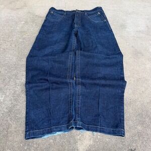 Southpole Baggy Jeans Mens 34 Dark Wash Y2K Wide Leg Embroidered Logo Denim